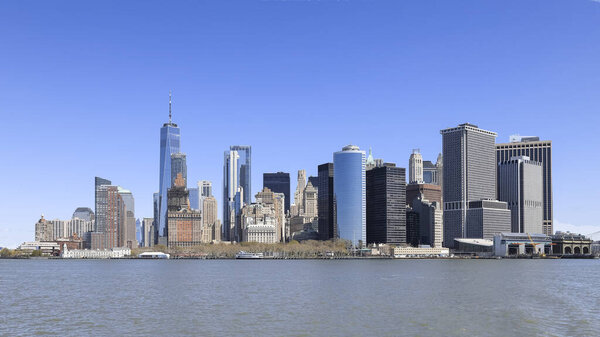 Manhattan view on a sunny day from the river side