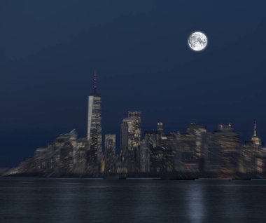 Blurred image of Manhattan at night