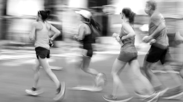 Blur Focus People Motion People Running Street — Stock Photo, Image