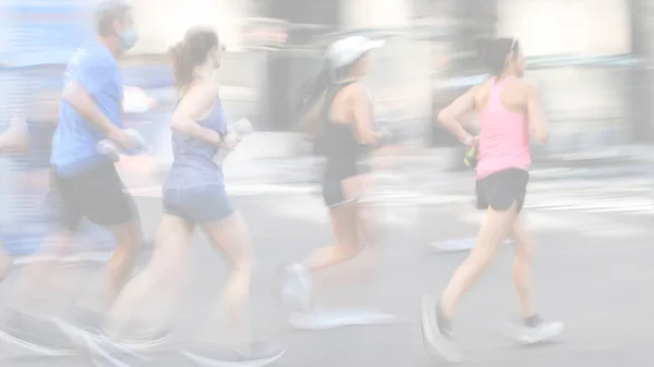 Blur Focus People Motion People Running Street — Stock Photo, Image