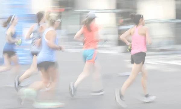 Power Motion Blur People Running Street — Stock Photo, Image