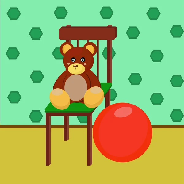 在一张椅子上的泰迪熊 — 图库矢量图片