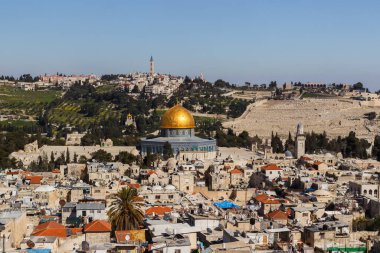 Eski Kudüs şehrinin çatılarının manzarası