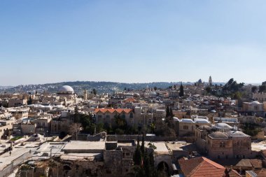 Eski Kudüs şehrinin çatılarının manzarası