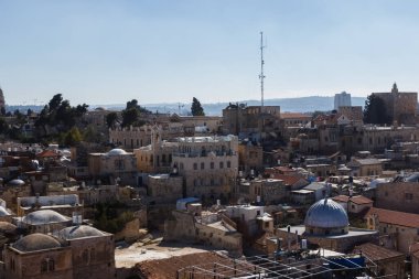 Eski Kudüs şehrinin çatılarının manzarası