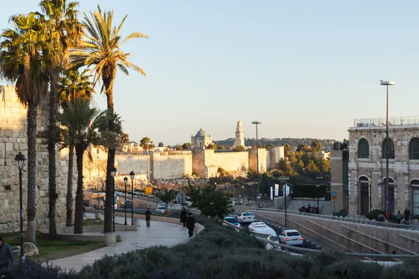 Vistas Jerusalén Sobre Ciudad Vieja Atardecer — Foto de Stock