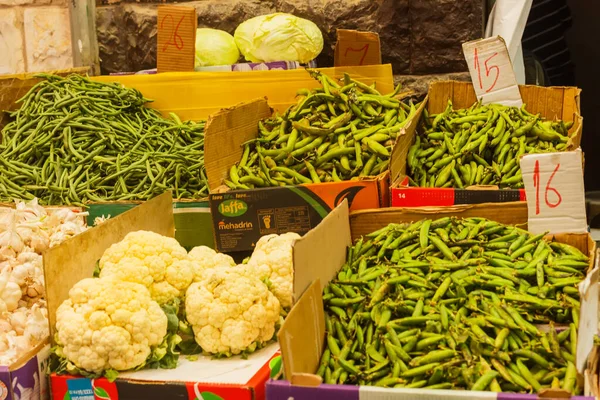 Green Beans Other Vegetables Market Jerusalem Israel — Stock Photo, Image