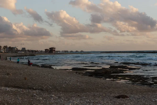 Coastal Stones Breakwaters Beach Haifa — Stock Photo, Image