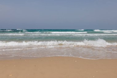 Sea coast next to the aqueduct in Caesarea