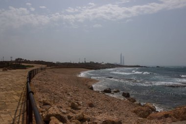 Coast with ruins of Caesarea in Israel