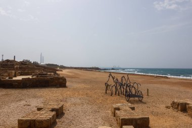 Coast with ruins of Caesarea in Israel
