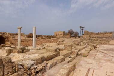 Ruins and remains of pillars in Caesarea