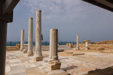 Ruins and remains of pillars in Caesarea