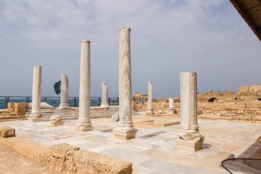 Ruins and remains of pillars in Caesarea