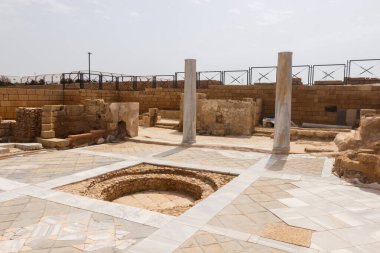 Ruins and remains of pillars in Caesarea