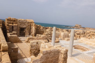 Ruins and remains of pillars in Caesarea