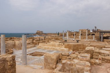 Ruins and remains of pillars in Caesarea