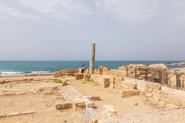 Ruins and remains of pillars in Caesarea