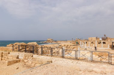 Ruins and remains of pillars in Caesarea
