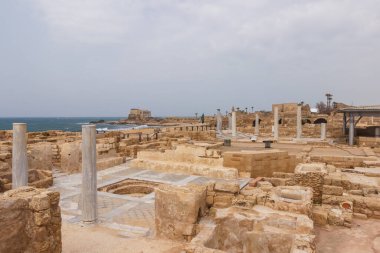Ruins and remains of pillars in Caesarea