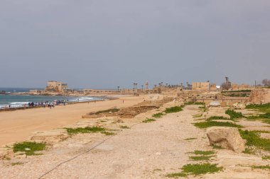 Coast with ruins of Caesarea in Israel