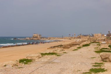 Coast with ruins of Caesarea in Israel