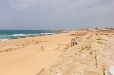 Coast with ruins of Caesarea in Israel