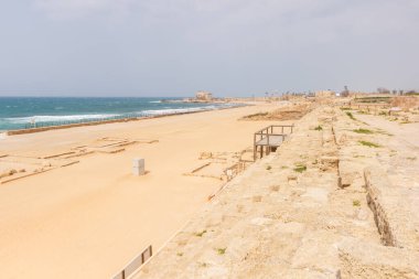 Coast with ruins of Caesarea in Israel