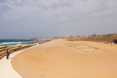 Coast with ruins of Caesarea in Israel