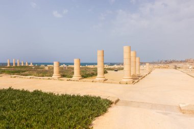 Ruins and remains of pillars in Caesarea