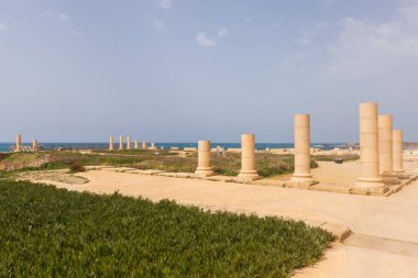 Ruins and remains of pillars in Caesarea