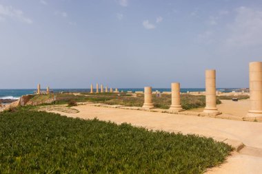 Ruins and remains of pillars in Caesarea