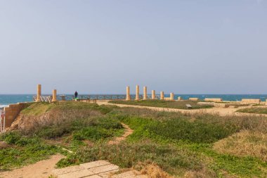 Ruins and remains of pillars in Caesarea