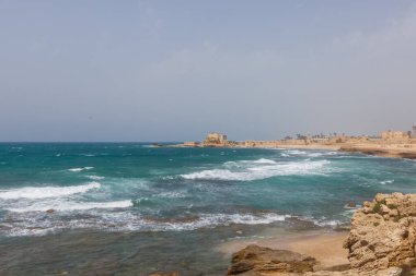 Coast with ruins of Caesarea in Israel