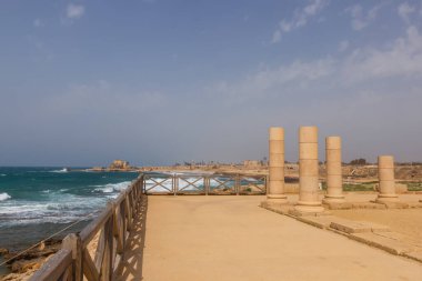 Ruins and remains of pillars in Caesarea