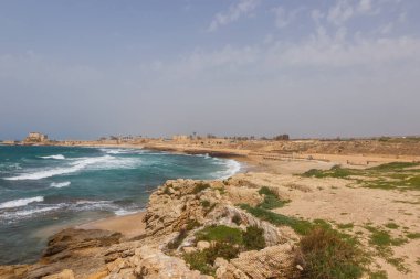 Coast with ruins of Caesarea in Israel
