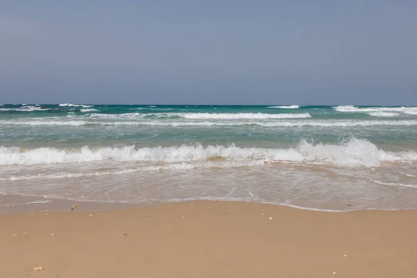 Sea coast next to the aqueduct in Caesarea