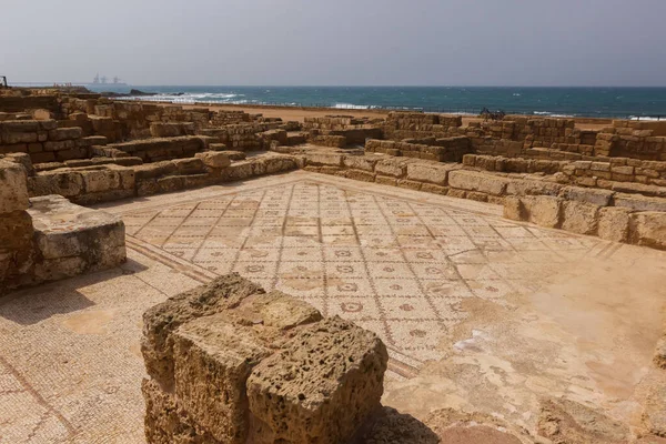 Ruins and mosaic floor in Caesarea