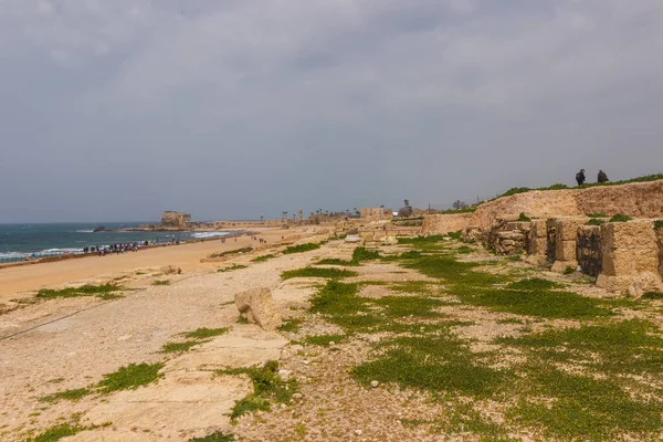 Coast with ruins of Caesarea in Israel