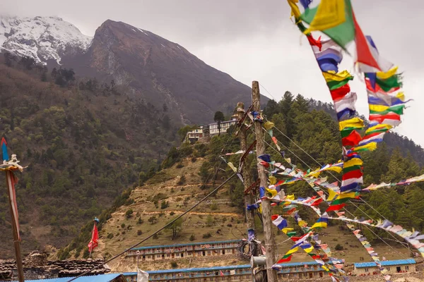 View Village Monastery Himalayas Manaslu Region — Stock Photo, Image