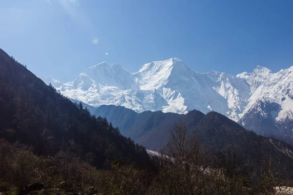 Snowy Bergtoppen Himalaya Manaslu Regio — Stockfoto