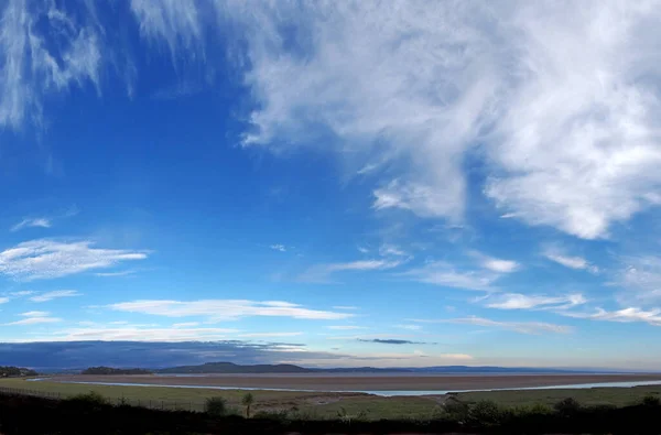 Vista Panorámica Costa Grange Sobre Arenas Cumbria Crepúsculo Con Humedal —  Fotos de Stock