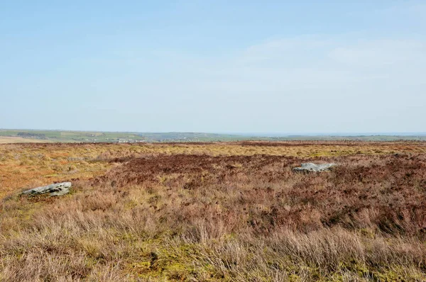 Pennine Moorland Landscape Large Old Boulders Stones Midgley Moor West — Stock Photo, Image