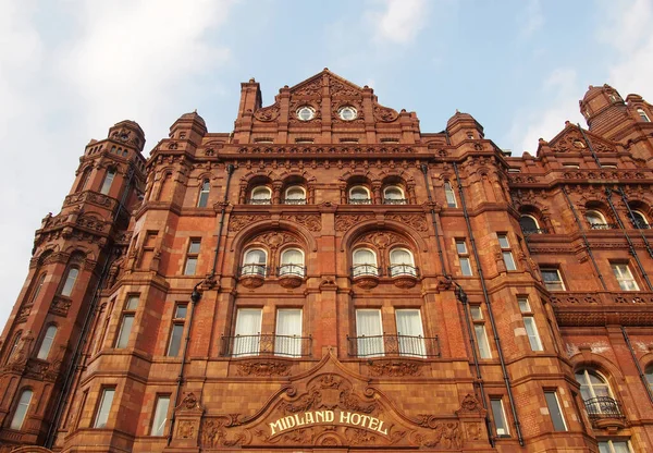 Manchester Reino Unido Marzo 2022 Fachada Del Histórico Hotel Midland — Foto de Stock
