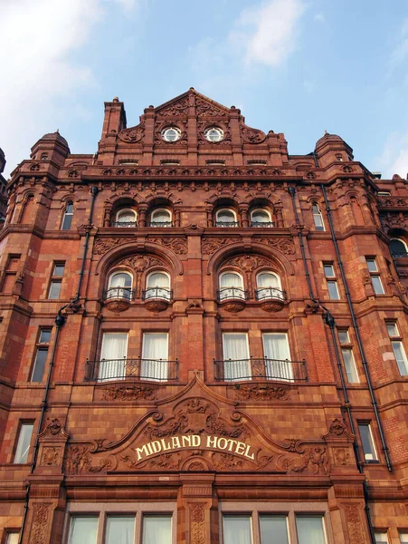 Manchester Reino Unido Marzo 2022 Fachada Del Histórico Hotel Midland — Foto de Stock