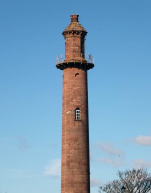 Fleetwood Lancashire 'daki tarihi 19. yüzyıl taş firavunları deniz fenerinin manzarası