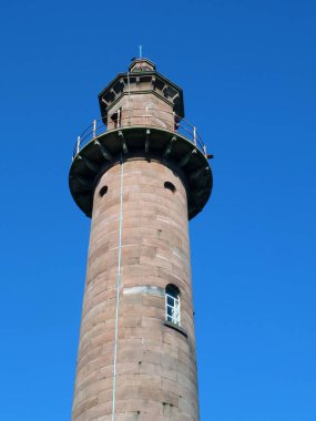 Fleetwood Lancashire 'daki tarihi 19. yüzyıl taş firavunları deniz fenerinin manzarası