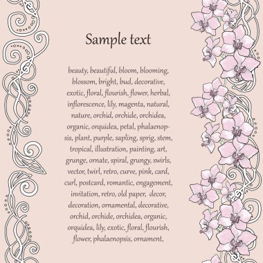 vertical floral pattern with orchid clipart