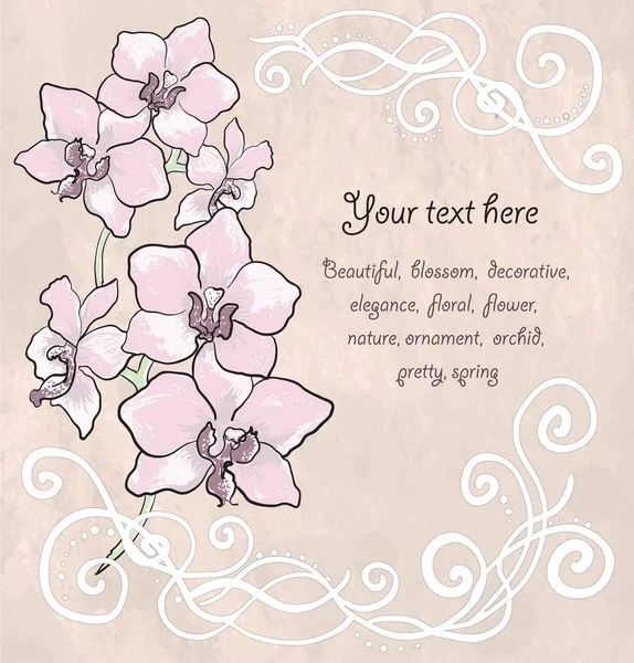 Orkide ile dikey çiçek desenli — Stok Vektör