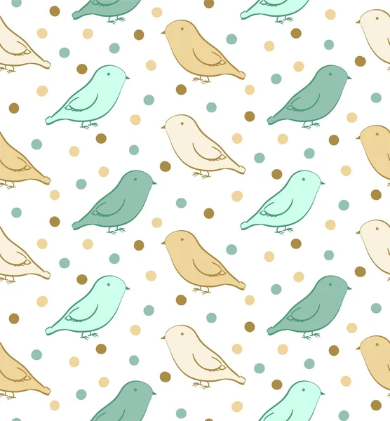 Green-yellow seamless pattern with birds — Stock Vector